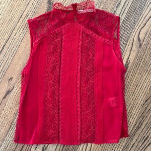 Alice + Olivia Red Lace Top